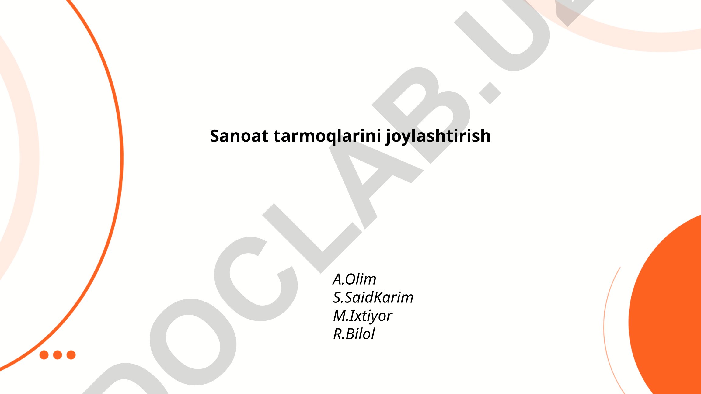 Sanoat tarmoqlarini joylashtirish omillari va tamoyillari