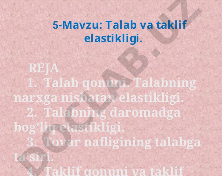 Talab va taklif elastikligi