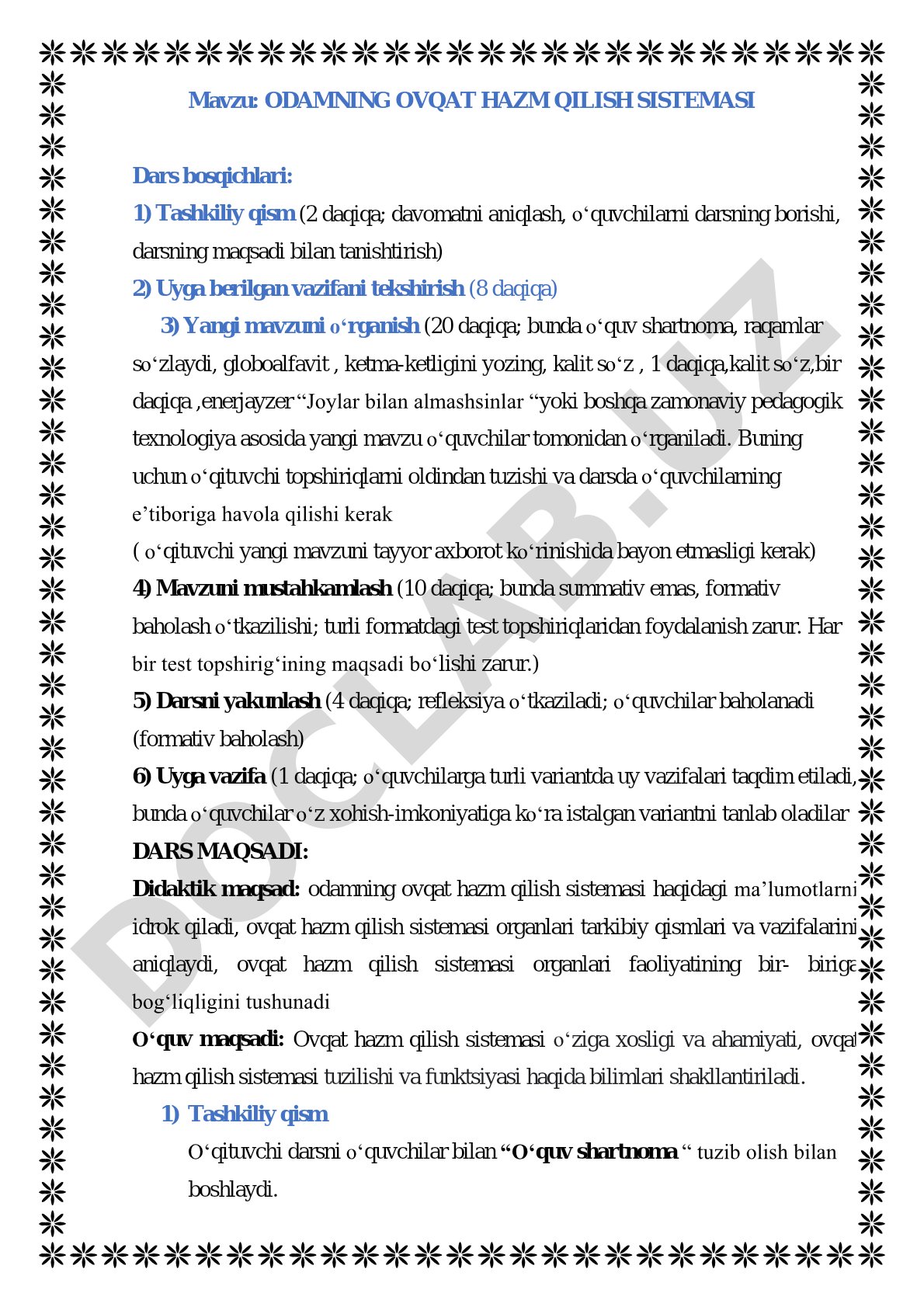 Odamning ovqat hazm qilish sistemasi