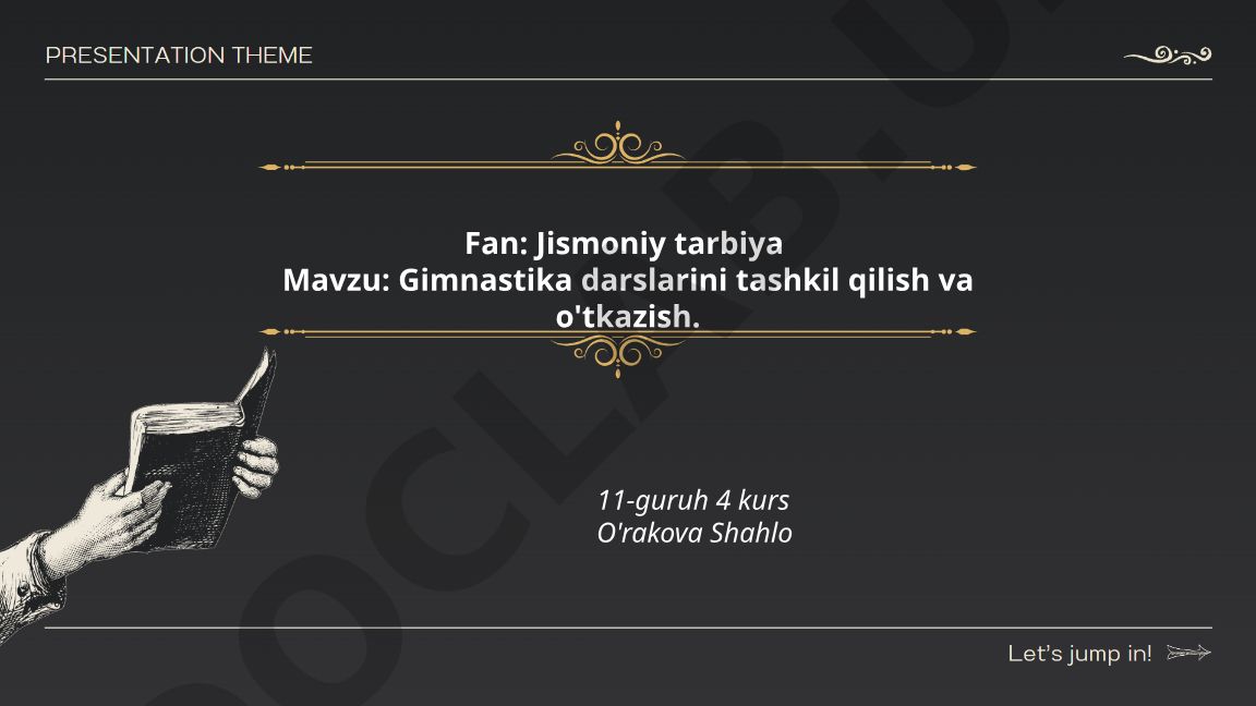 Gimnastika darslarini tashkil qilish va o'tkazish