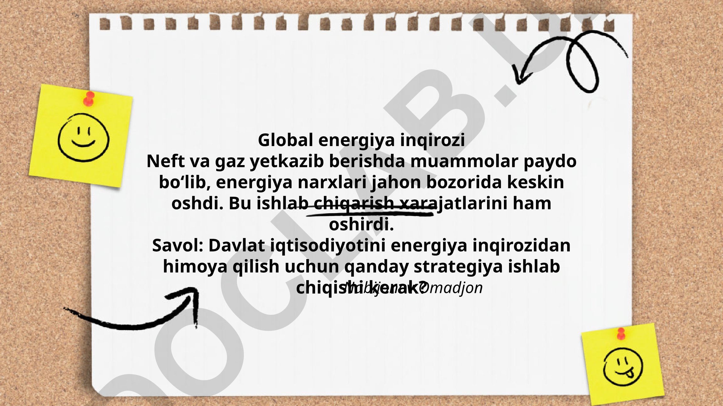 Global energiya inqirozi va davlat iqtisodiyotini himoya qilish strategiyalari