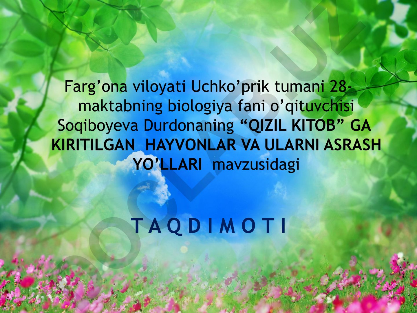 Qizil kitobga kiritilgan hayvonlar va ularni asrash yo'llari