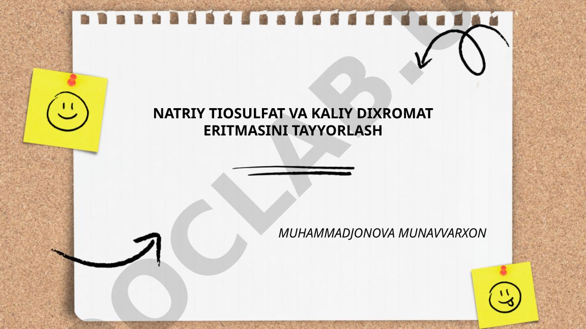 Natriy tiosulfat va kaliy dixromat eritmalarini tayyorlash