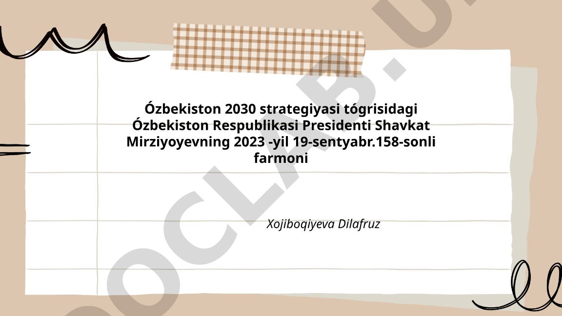 O'zbekiston 2030 strategiyasi