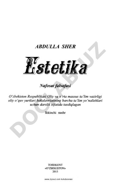 Estetika (Nafosat falsafasi) darsligi