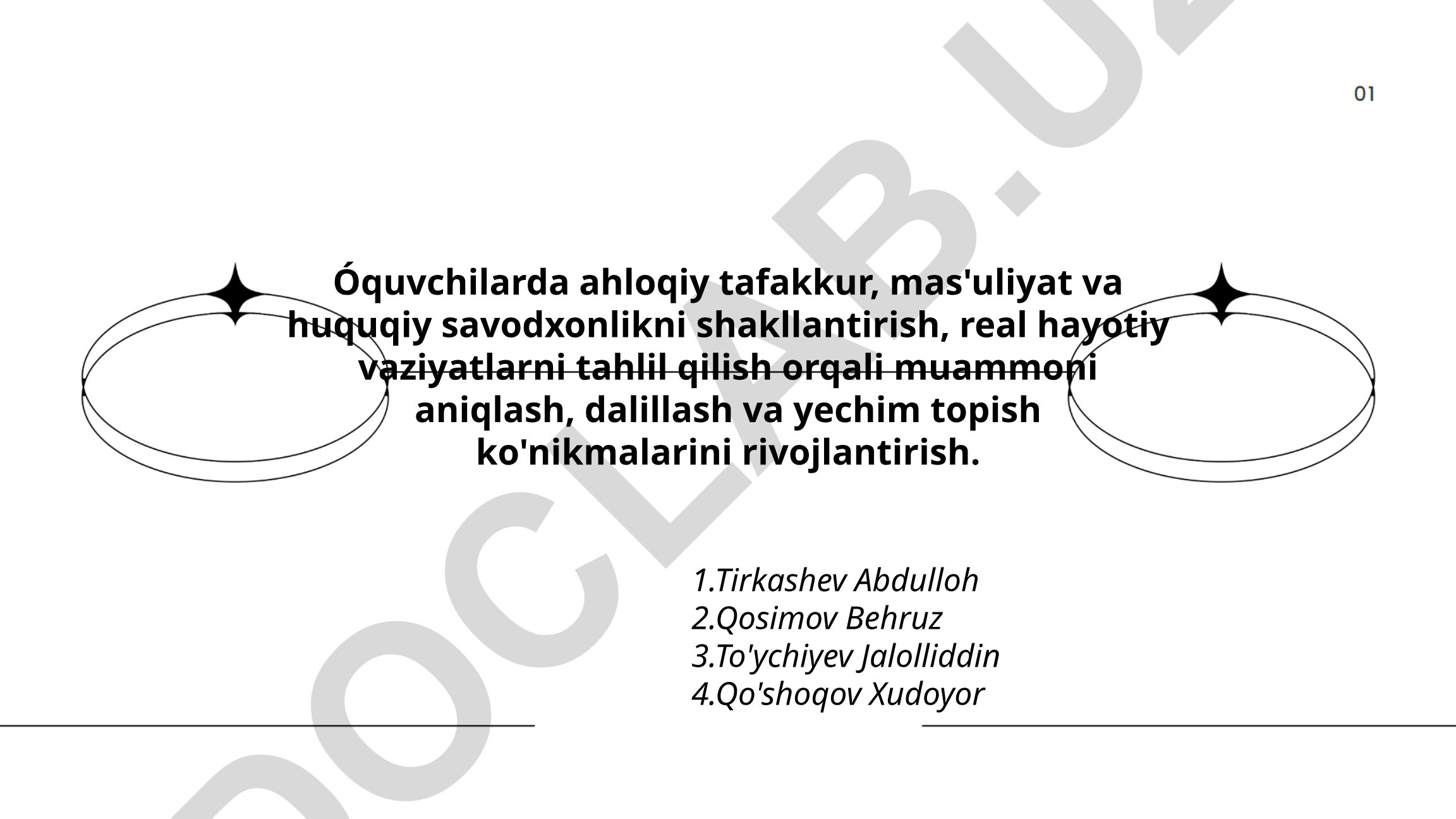 O'quvchilarda ahloqiy tafakkur, mas'uliyat va huquqiy savodxonlikni shakllantirish