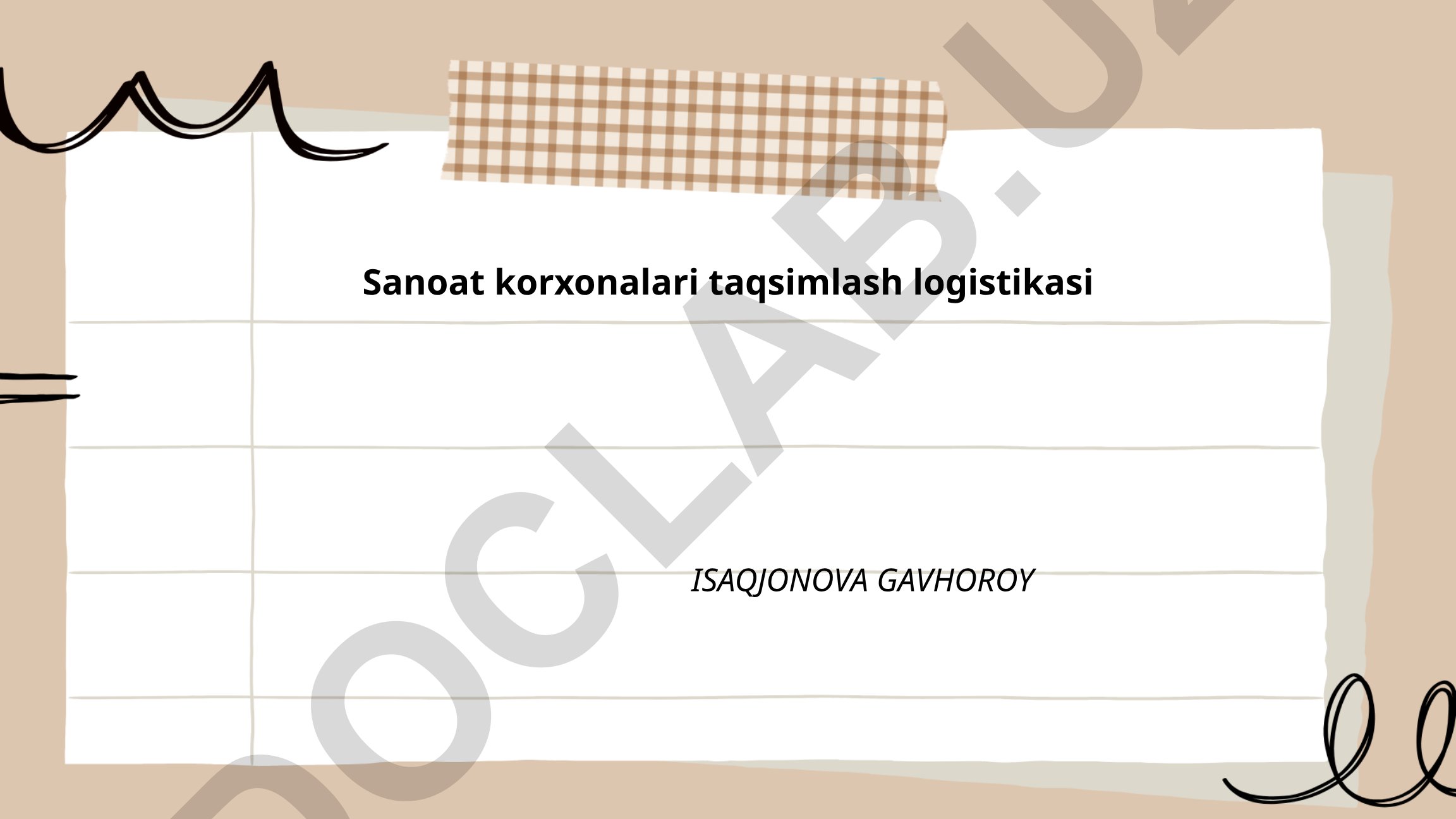 Sanoat korxonalari taqsimlash logistikasi