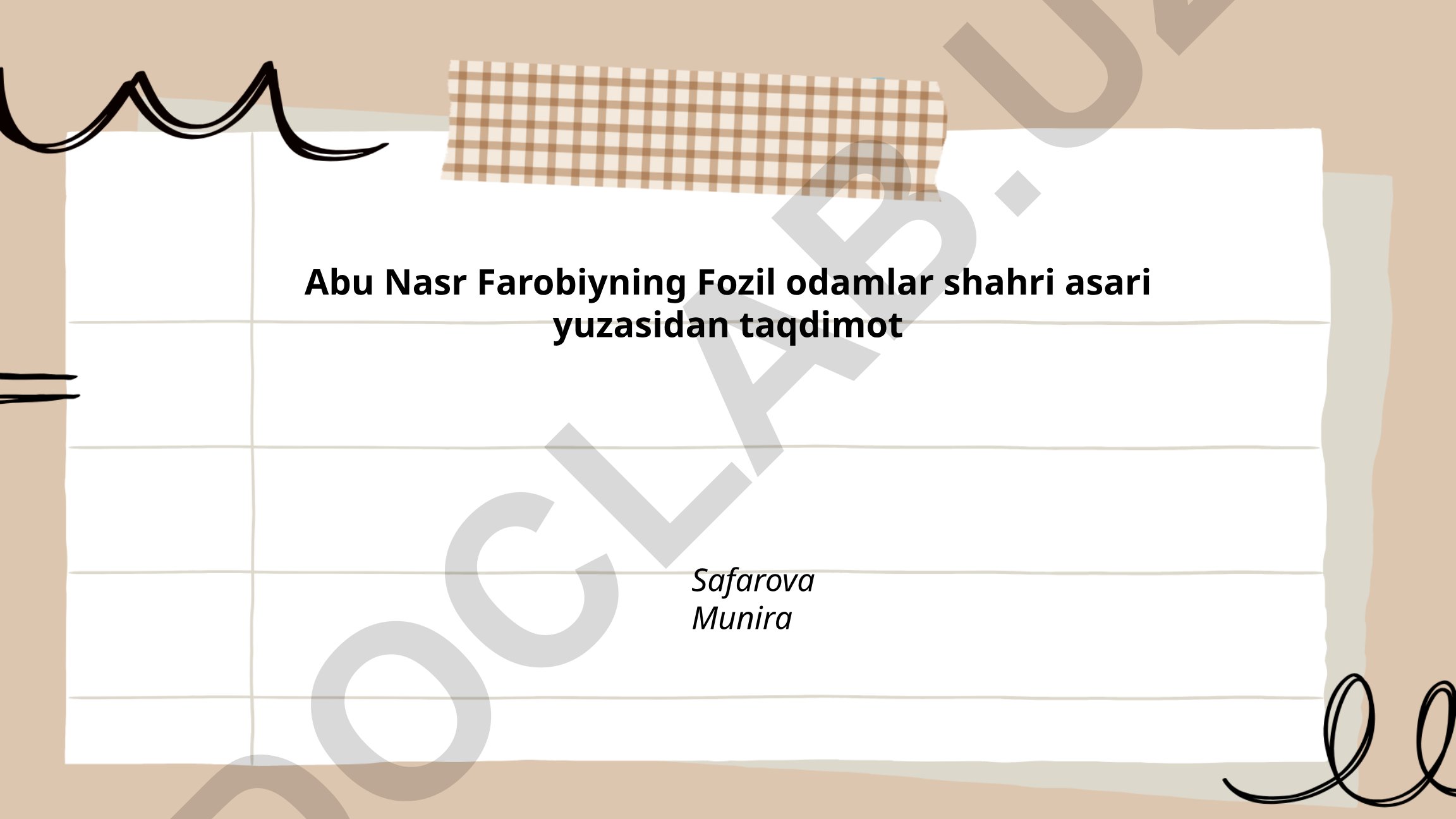 Abu Nasr Farobiyning Fozil odamlar shahri asari
