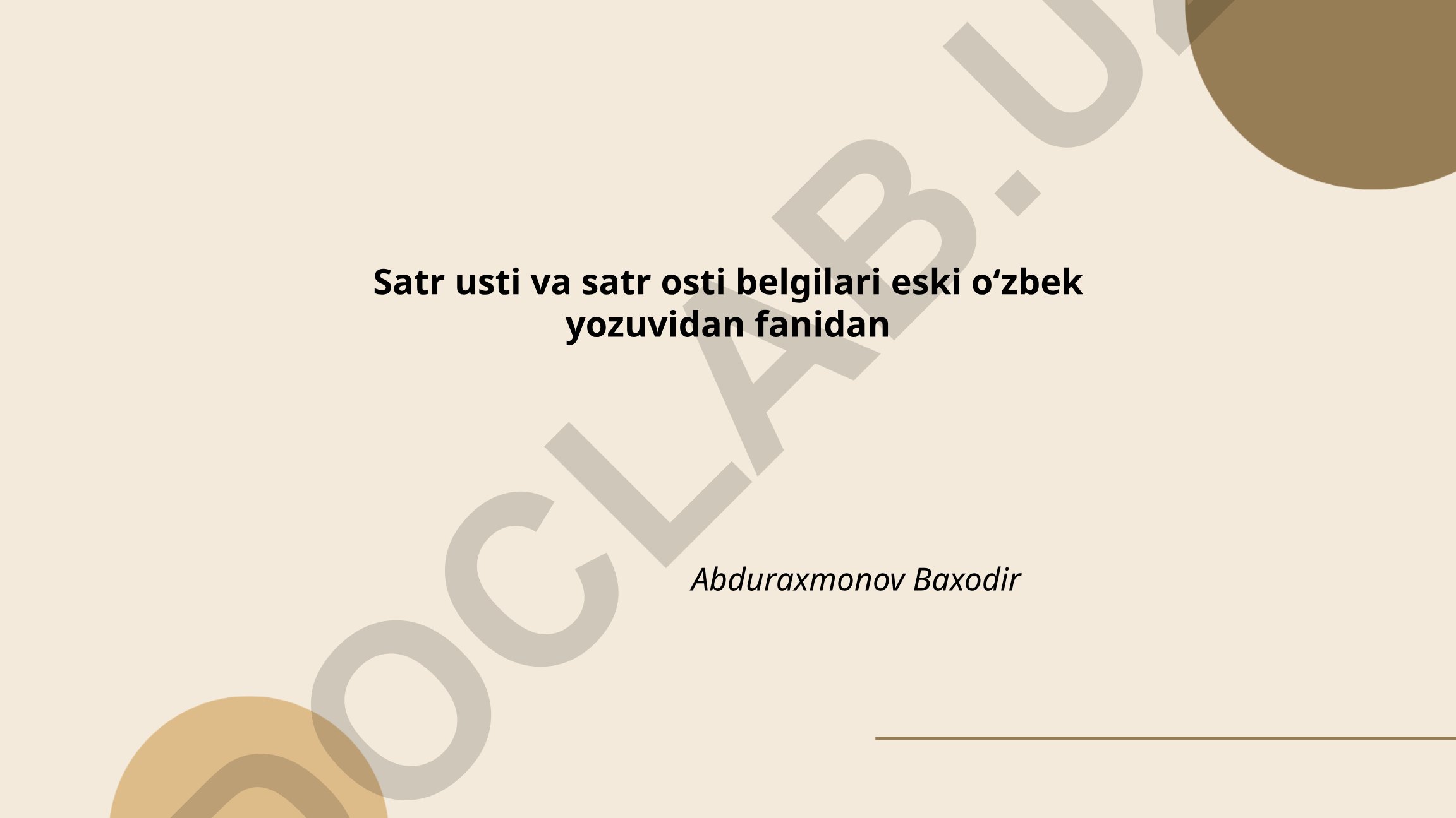 Eski oʻzbek yozuvida satr usti va satr osti belgilar