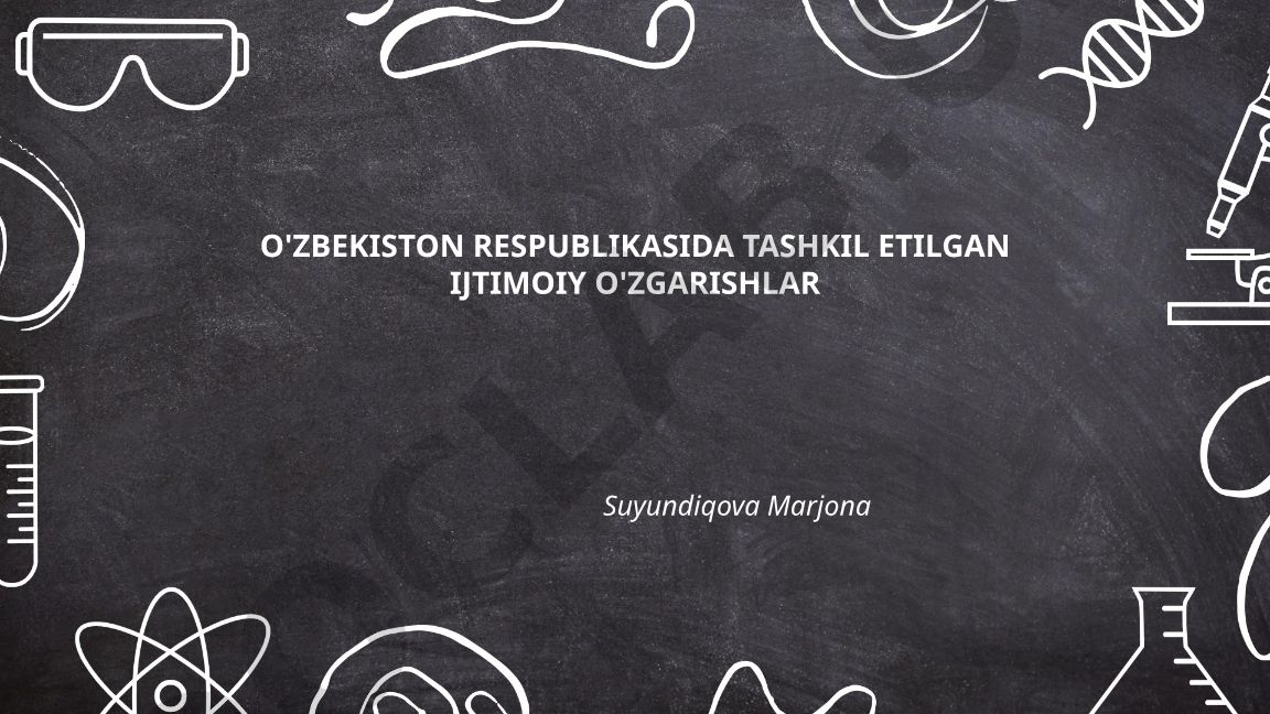 O'zbekiston Respublikasida tashkil etilgan ijtimoiy o'zgarishlar
