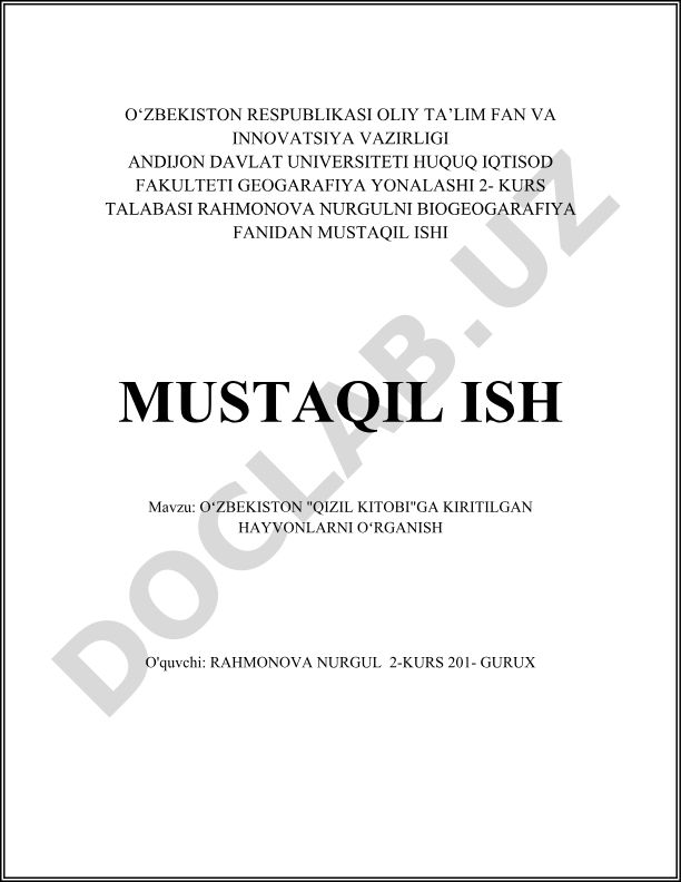 Oʻzbekiston Qizil Kitobiga kiritilgan hayvonlarni oʻrganish