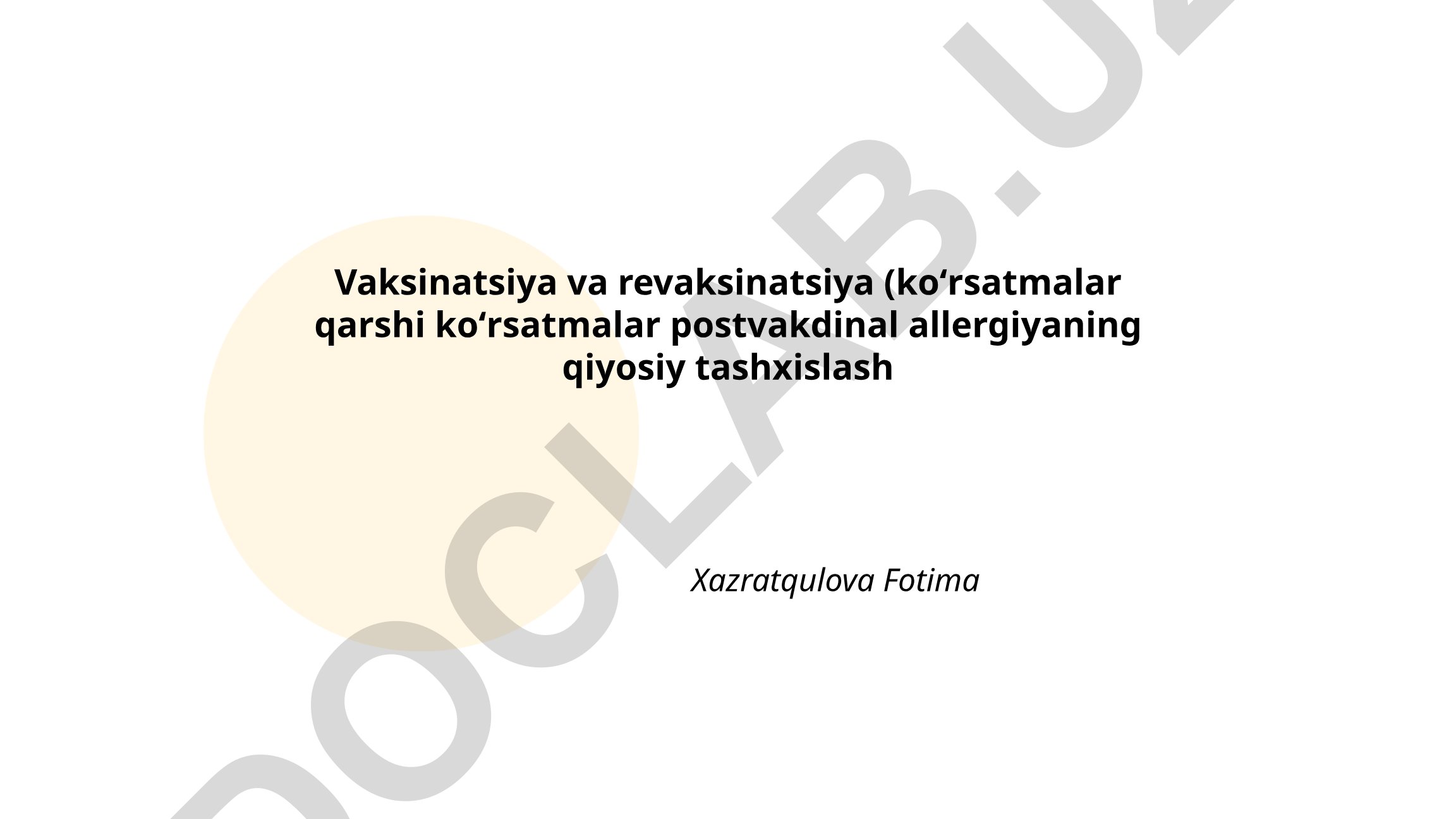 Vaksinatsiya va revaksinatsiyaning ko'rsatmalari, qarshi ko'rsatmalari va postvaktsinal allergiya