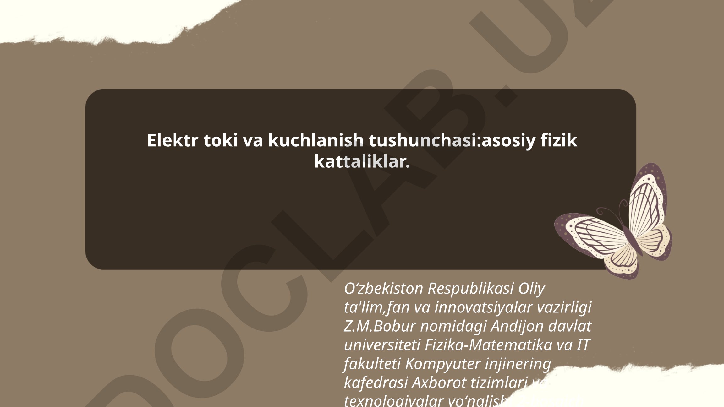 Elektr toki va kuchlanish tushunchasi: asosiy fizik kattaliklar