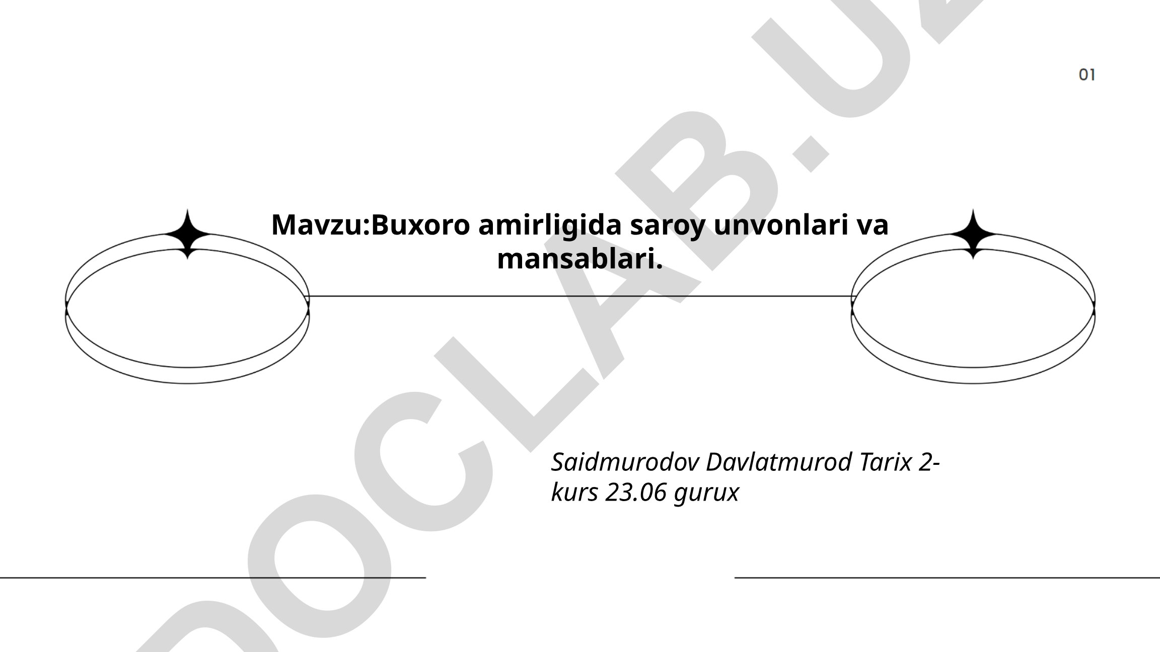 Buxoro amirligida saroy unvonlari va mansablari