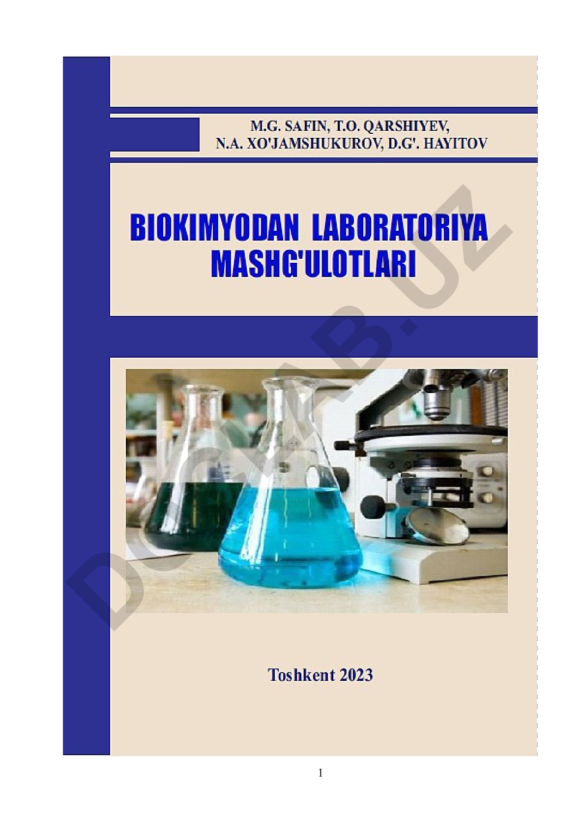 Biokimyodan laboratoriya mashg'ulotlari o'quv qo'llanmasi