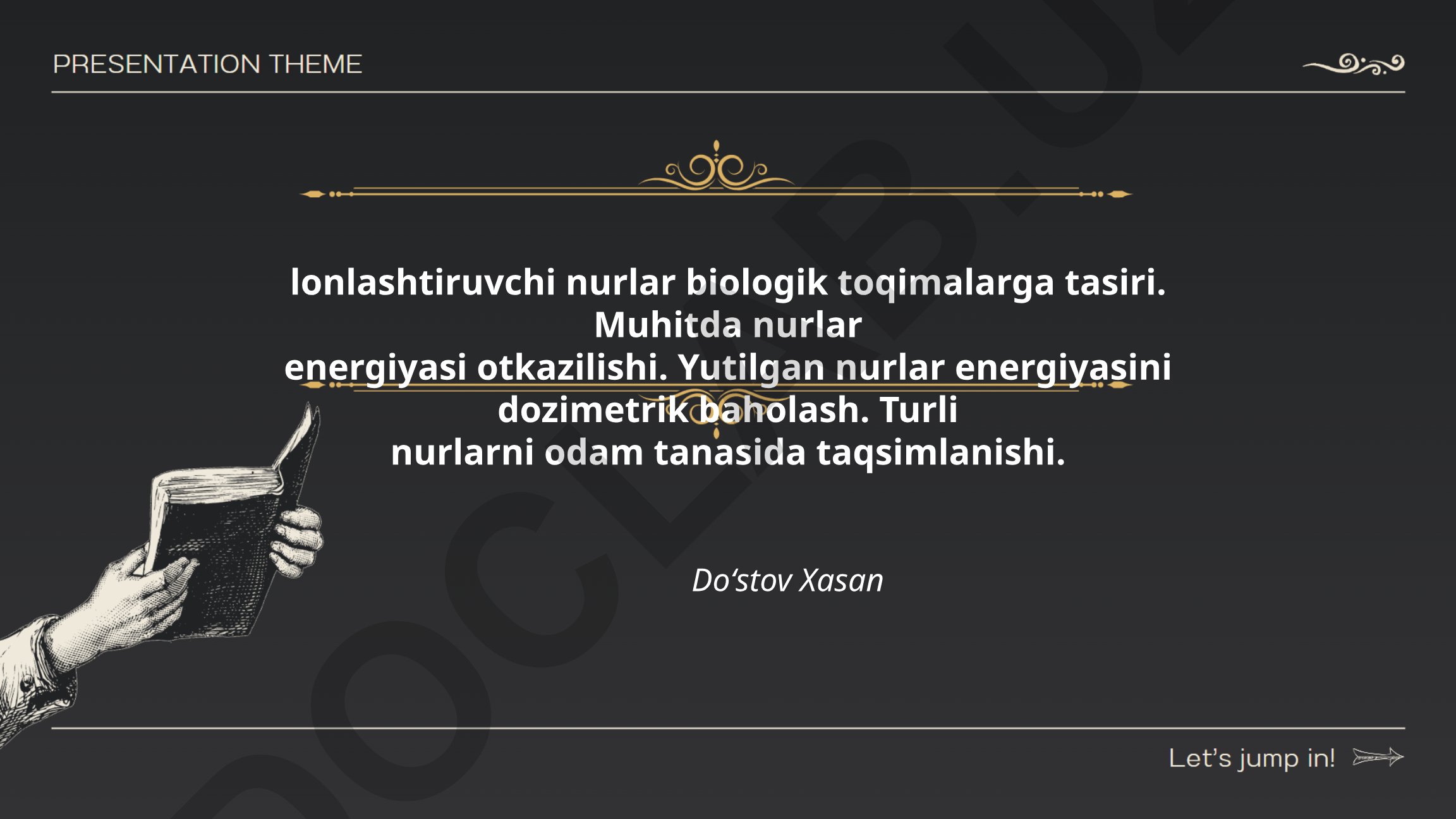 Ionlashtiruvchi nurlarning biologik to'qimalarga ta'siri va dozimetrik baholash