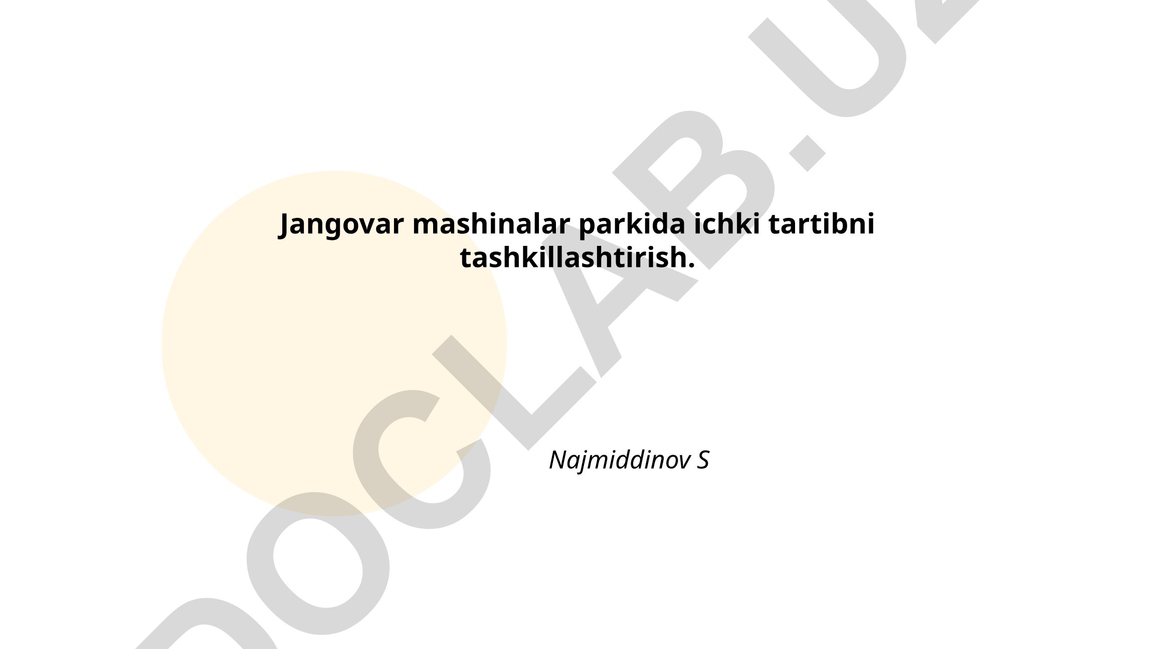 Jangovar mashinalar parkida ichki tartibni tashkillashtirish