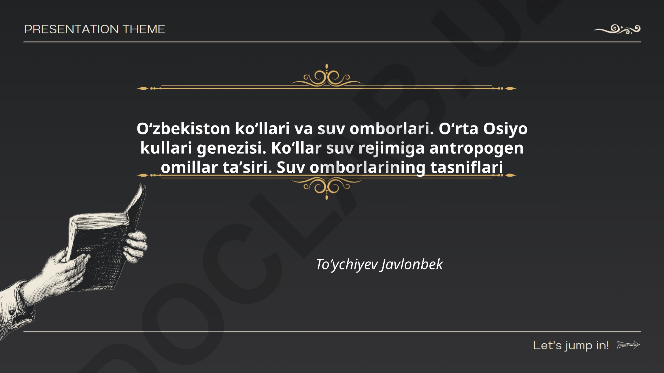 Oʻzbekiston koʻllari va suv omborlari: turlari, taqsimoti va genezisi