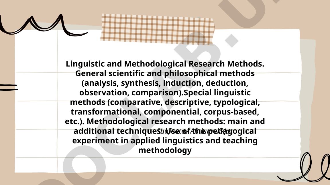 Linguistic and Methodological Research Methods