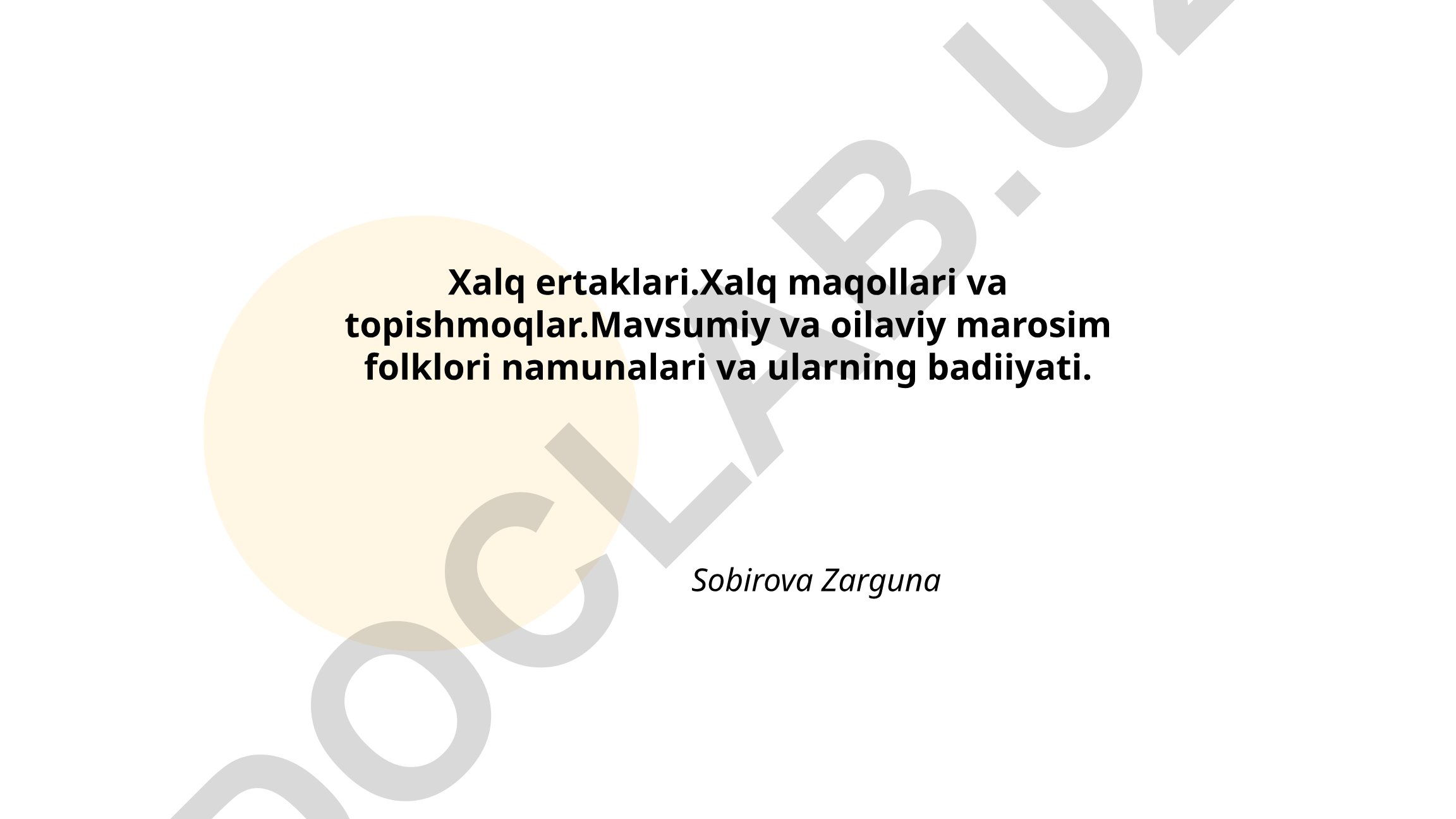 Xalq ertaklari, maqollar va marosim folklorining badiiy xususiyatlari