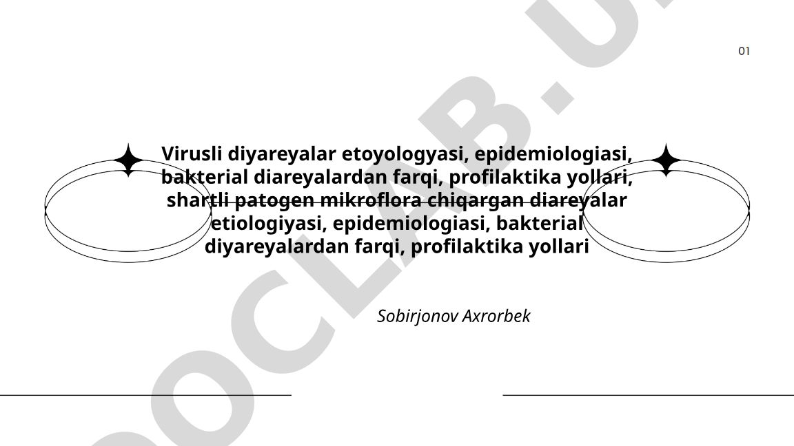 Virusli diyareyalar etiologiyasi, epidemiologiyasi va profilaktikasi