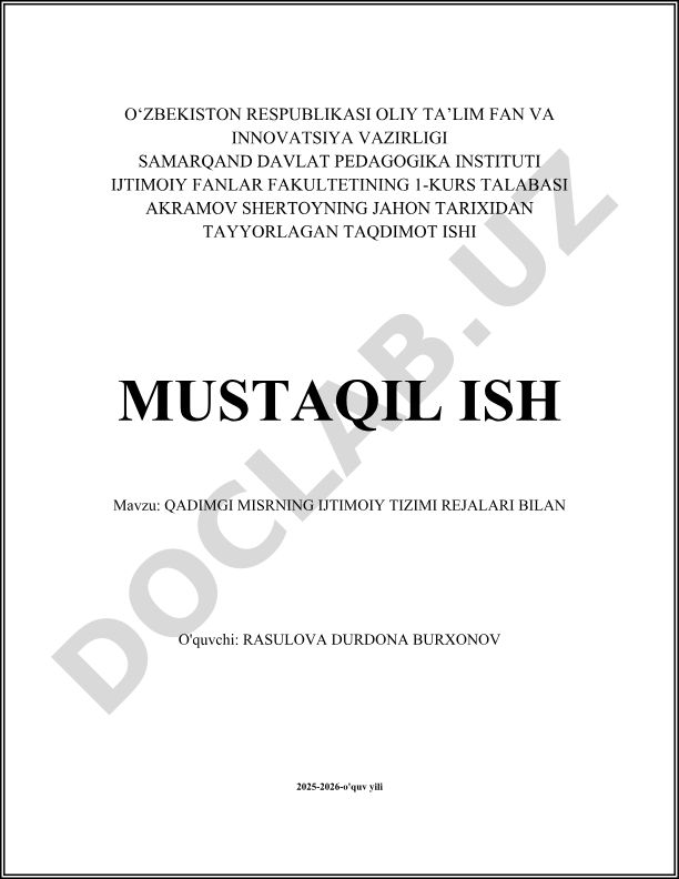 Qadimgi Misrning ijtimoiy tizimi rejalari