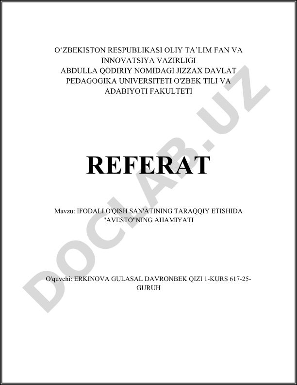 Ifodali o'qish san'atining taraqqiy etishida "Avesto"ning ahamiyati