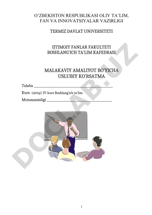 Malakaviy amaliyot bo'yicha uslubiy ko'rsatma