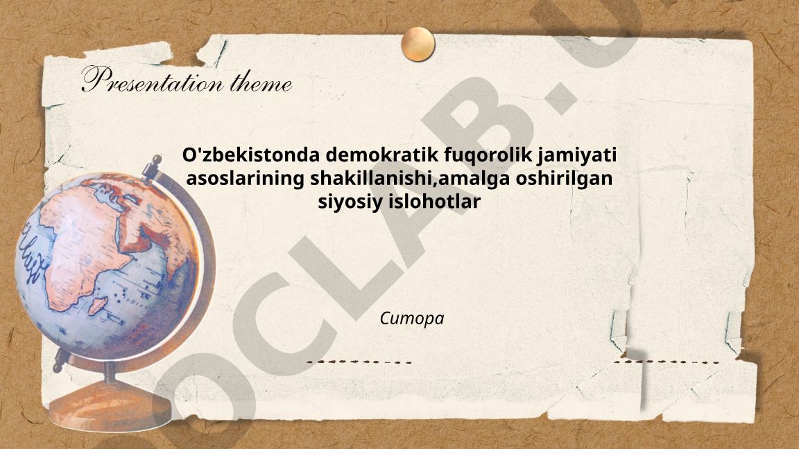 O'zbekistonda demokratik fuqorolik jamiyati asoslarining shakillanishi va siyosiy islohotlar