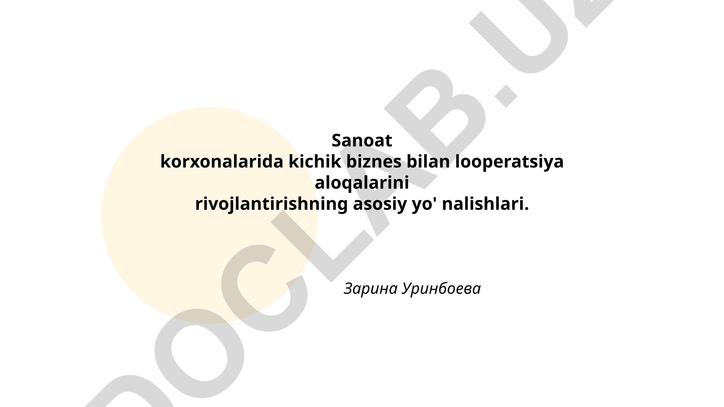 Sanoat korxonalarida kichik biznes bilan looperatsiya aloqalarini rivojlantirishning asosiy yo'nalishlari