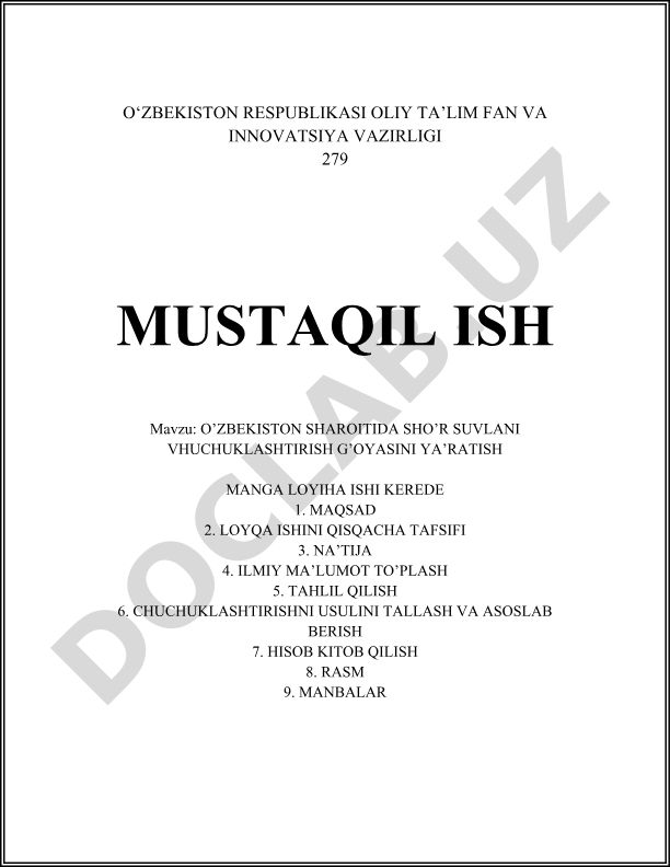 O'zbekiston sharoitida sho'r suvlarni chuchuklashtirish g'oyasini yaratish