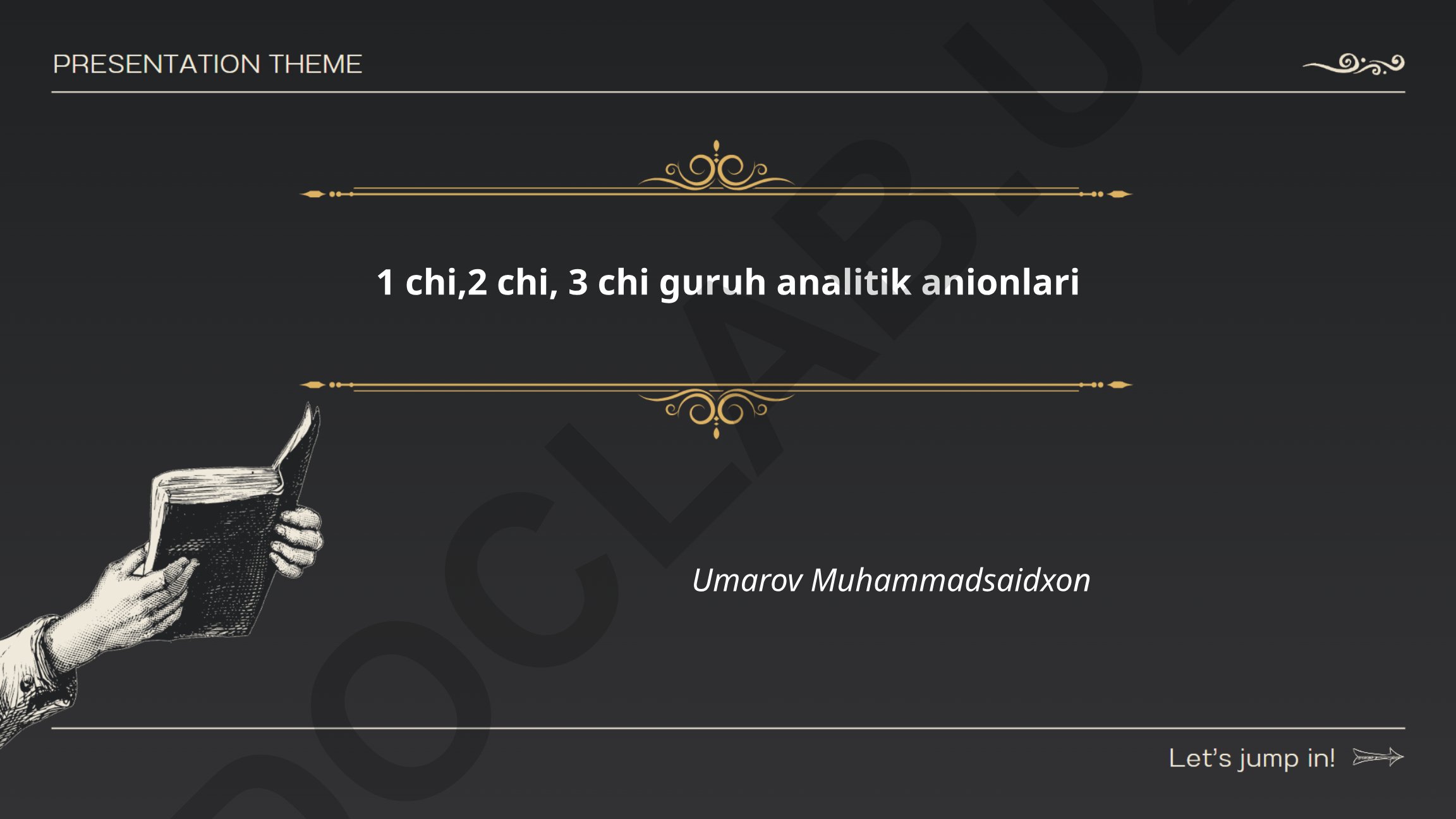 1, 2, 3-guruh analitik anionlarining identifikatsiyasi va xususiyatlari