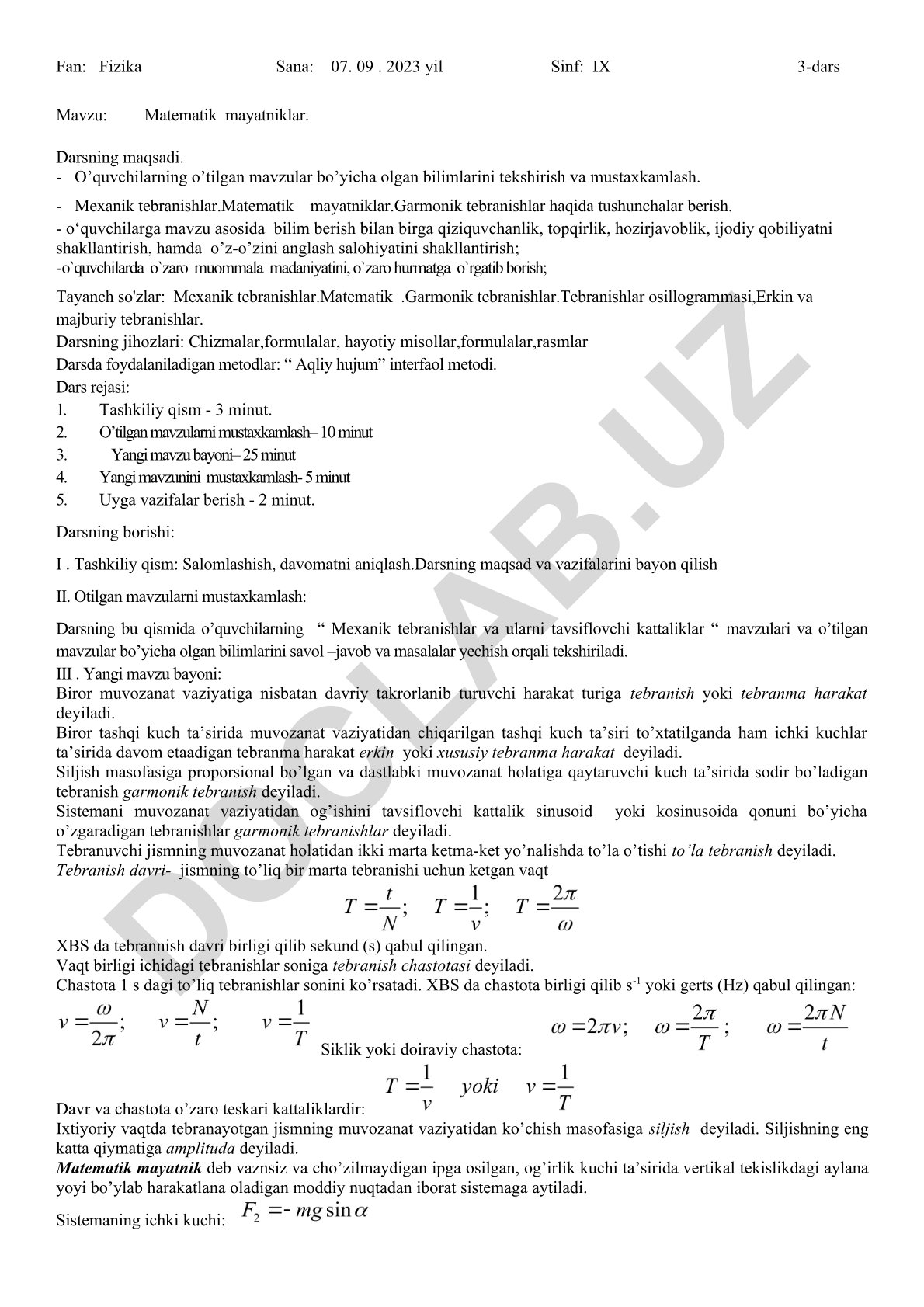 Matematik mayatniklar va mexanik tebranishlar