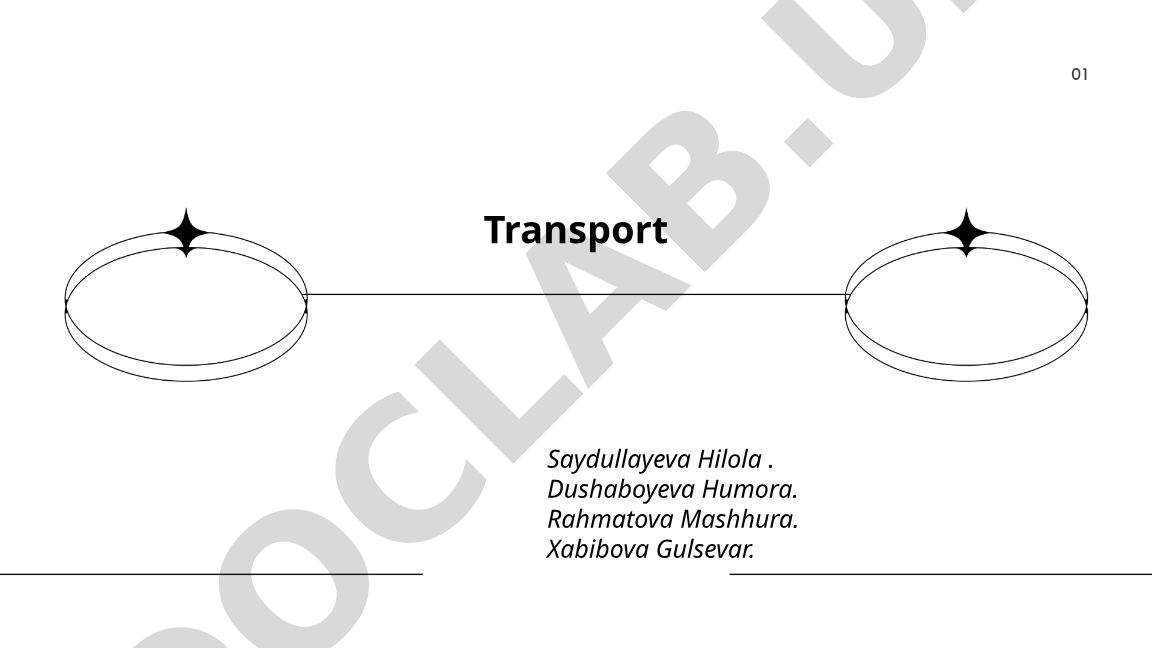 Transport turlari: yo'l, temir yo'l va havo transporti