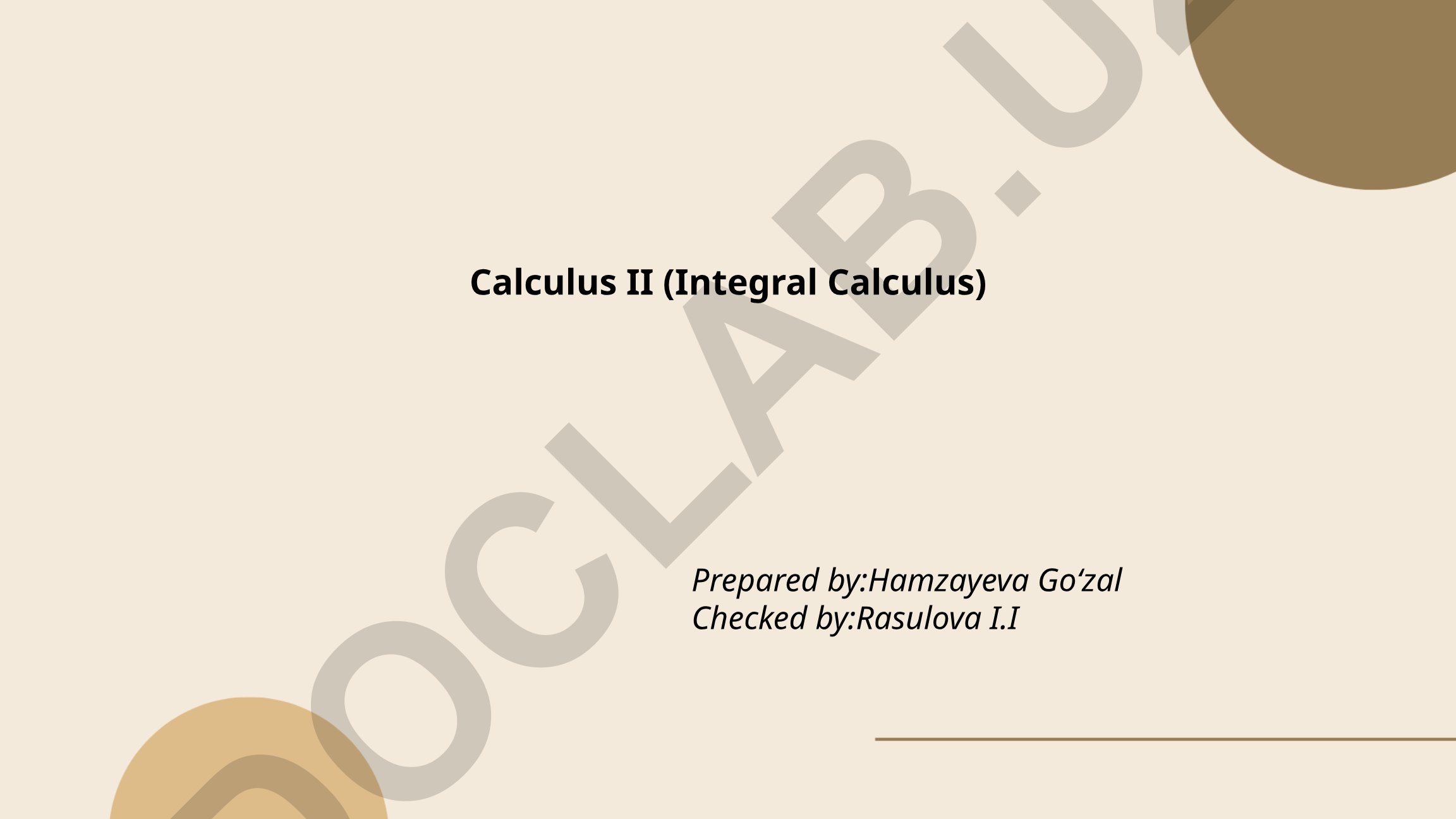 Calculus II (Integral Calculus)