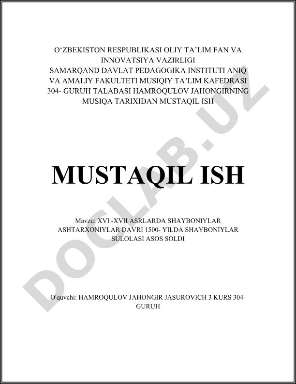 XVI-XVII asrlarda Shayboniylar Ashtarxoniylar davri