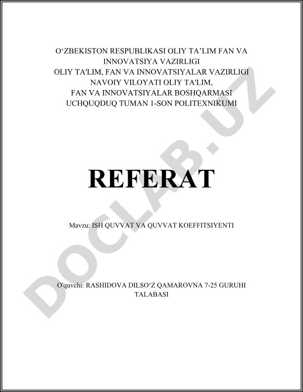 Ish quvvati va quvvat koeffitsiyenti