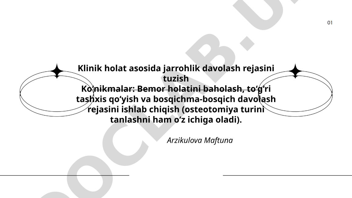 Klinik holat asosida jarrohlik davolash rejasini tuzish