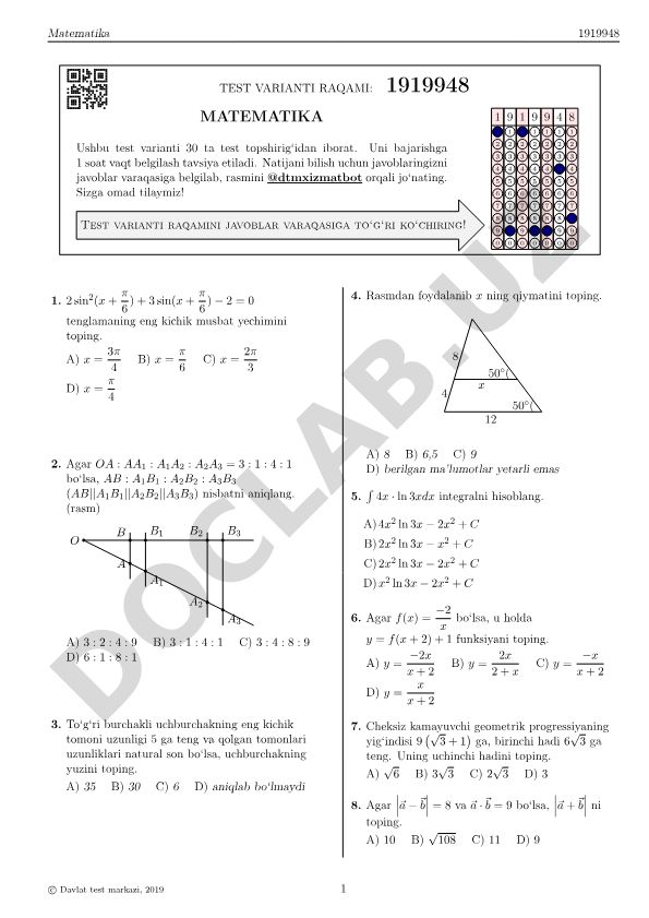 Matematika test varianti 1919948