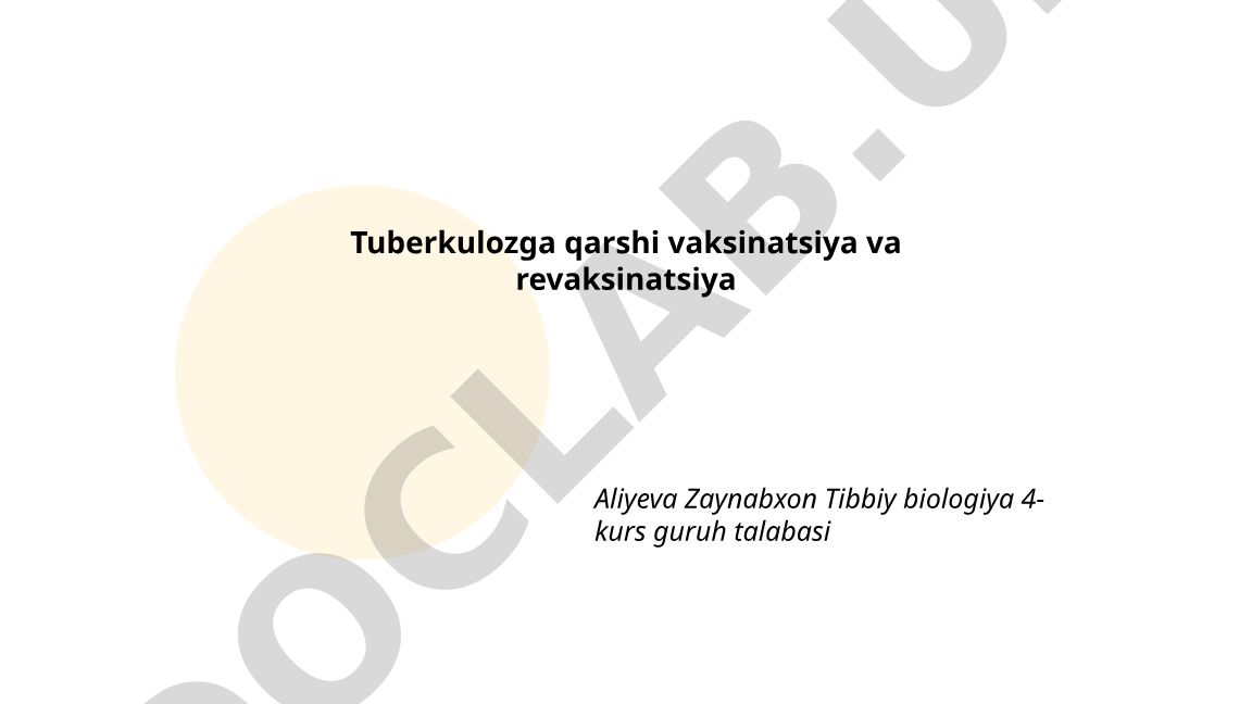 Tuberkulozga qarshi vaksinatsiya va revaksinatsiya