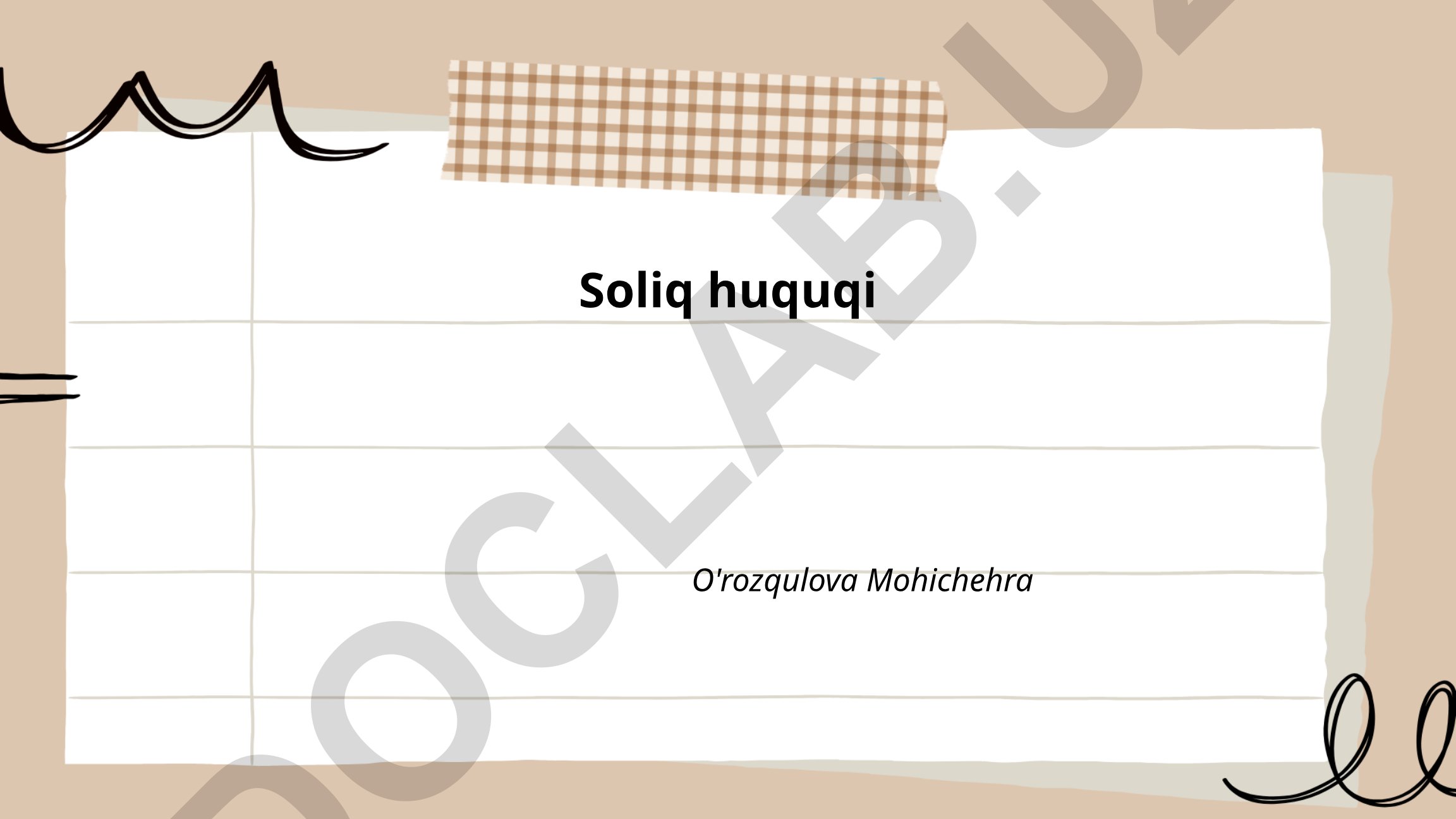 Soliq huquqining tushunchasi, tamoyillari va manbalari