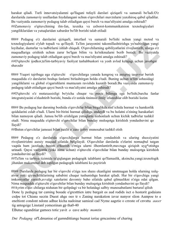 Zamonaviy pedagogning vazifalari va mas'uliyatlari