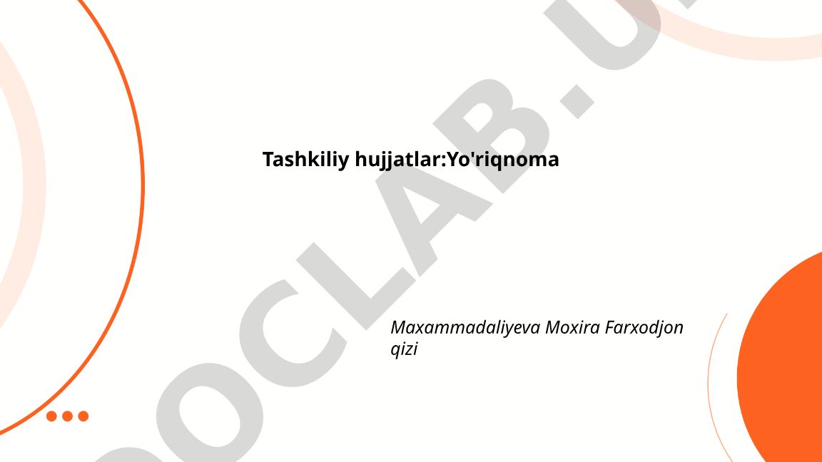 Tashkilot faoliyatini tartibga solish yo'riqnomasi
