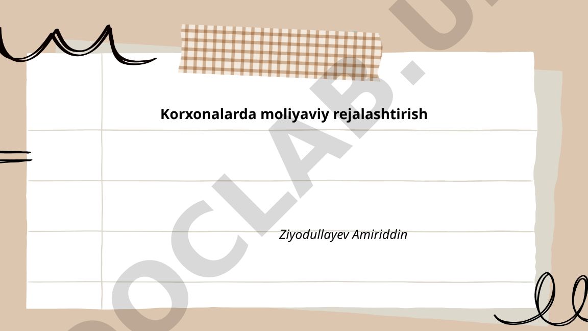 Korxonalarda moliyaviy rejalashtirish
