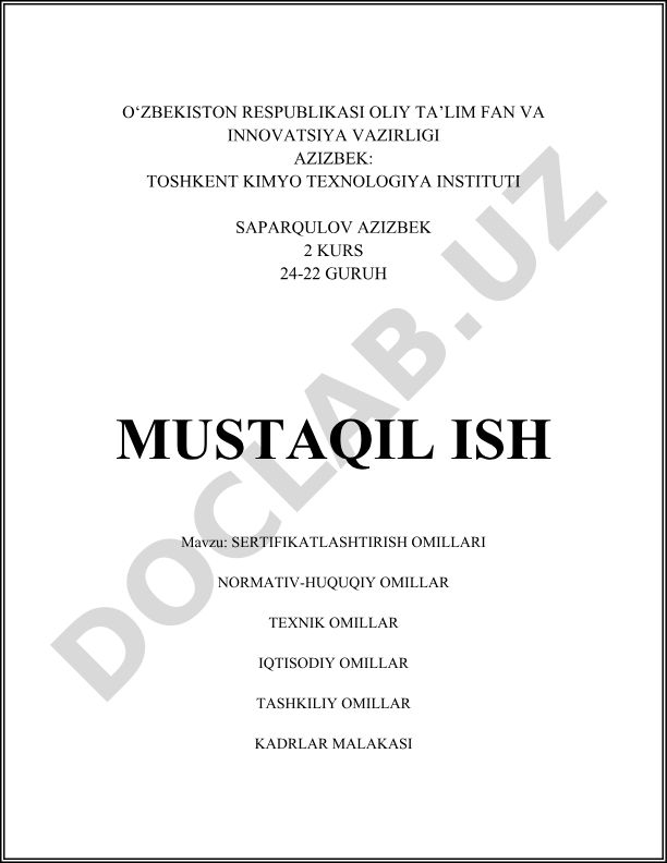 Sertifikatlash omillari