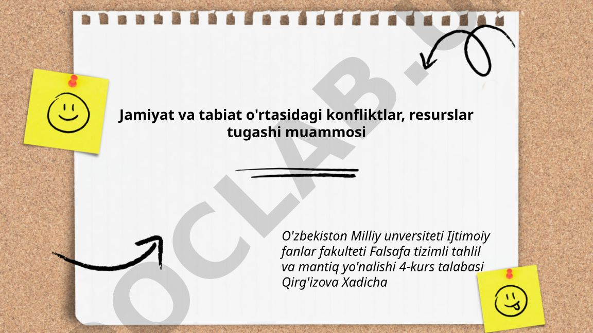 Jamiyat va tabiat o'rtasidagi konfliktlar va resurslar tugashi muammosi