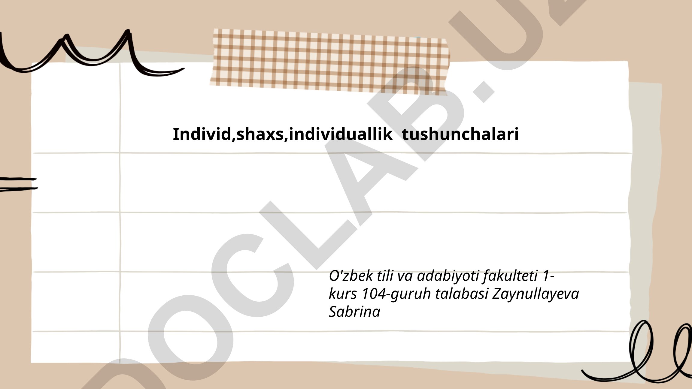 Individ, shaxs va individuallik tushunchalari