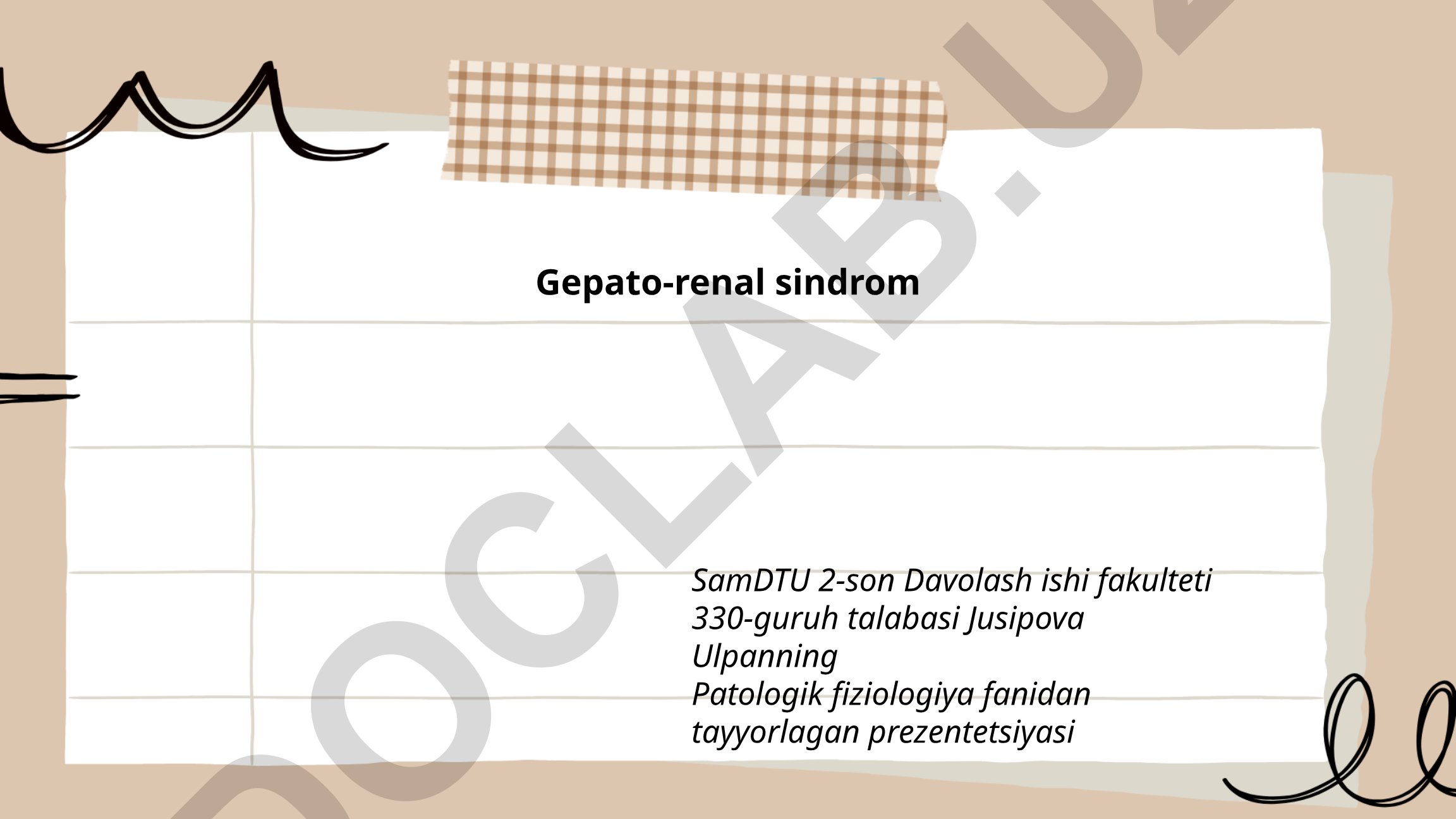 Gepato-renal sindromning patofiziologiyasi, turlari va belgilari