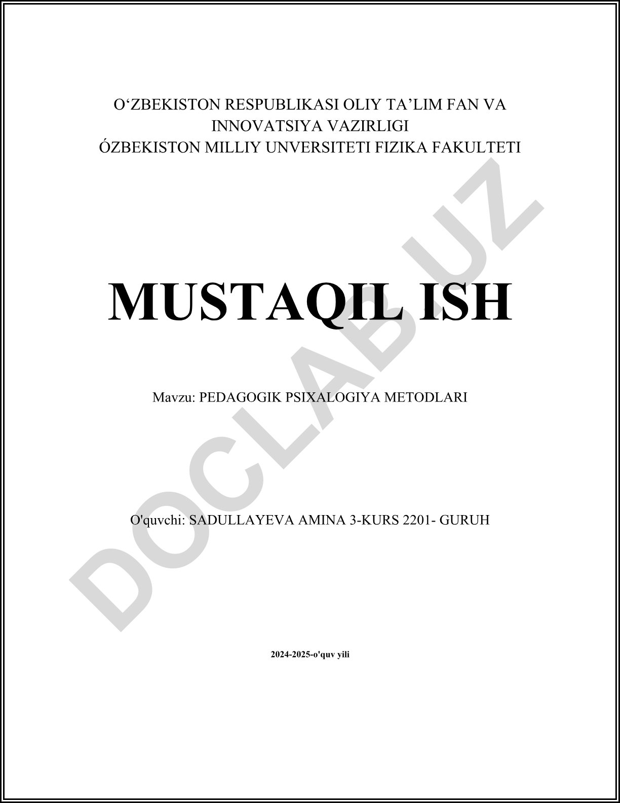 Pedagogik psixalogiya metodlari