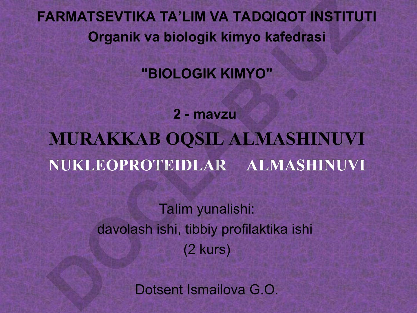 Murakkab oqsil almashinuvi va nukleoproteidlar almashinuvi